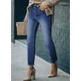 thumbnail image 2 of HOTAPEI Womens Skinny Jeans Straight Leg Jeans Mid Rise Raw Hem Slim Fit Jeans Basic Jeans Butt Lifting Denim Pants, 2 of 5
