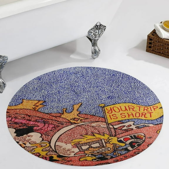 Phish Your Trip Is Short Round Carpet Circle Rug Outdoor Patio Area Rug Washable Large Area Rugs Hallway Room Decor Fitness Mats