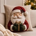 thumbnail image 4 of Christmas Santa 3D Throw Pillow Cover, 17.72 Inch Linen Cushion Case with Cartoon Design, Winter Holiday Decor for Sofa Bed, 4 of 6