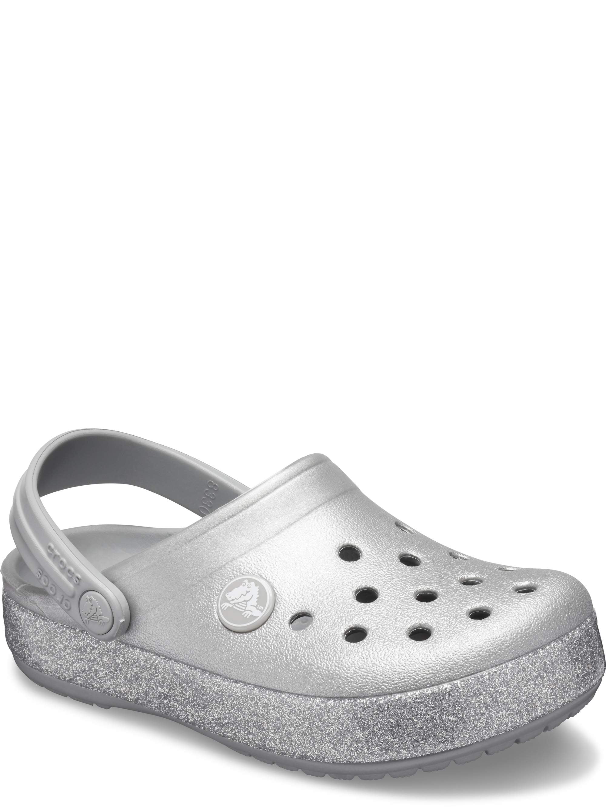 white glitter crocs
