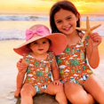 thumbnail image 4 of Grblisyd Girls One Piece Swimsuit Flutter Sleeve Hawaiian Quick Dry Crew Neck Swimwear Beach Sport Bathing Suit for Kids 4t, 4 of 6