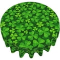 thumbnail image 6 of St Patricks Day Tablecloth Round Clover Shamrock Green Table Cloths Circular Table Cover Waterproof and Dustproof Wipeable Polyester Tabletop for Dining Kitchen Picnic Party Decor 60 Inch, 6 of 6
