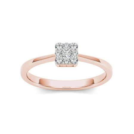 - 1/6Ct TDW Diamond 10K Rose Gold Diamond Cluster Fashion Ring