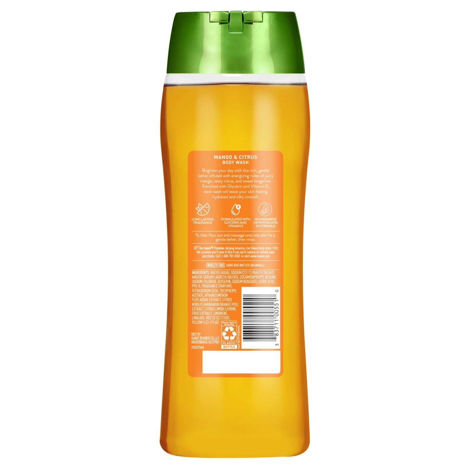 (4 pack) Suave Mango & Citrus Moisturizing Body Wash with Glycerin & Vitamin E, 18 FL OZ