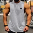 thumbnail image 4 of VtModv Men's Casual Solid Color Sleeveless Breathable Fashionable Round-Neck Workout Quick Drying Shirts Athletic Bodybuilding Tee, 4 of 6