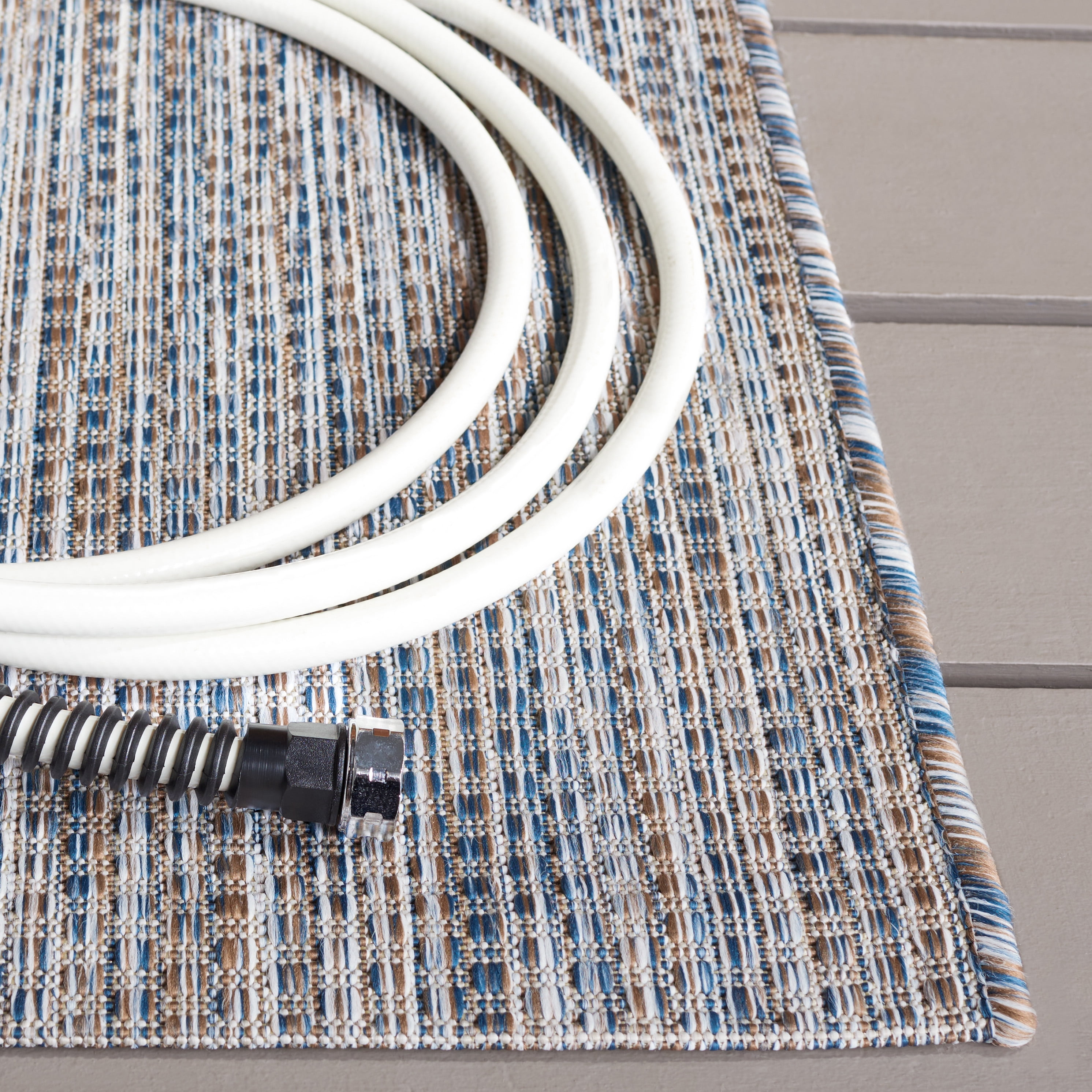 Safavieh Courtyard Emmeline Abstract Indoor/Outdoor Area Rug, Ivory Blue/Beige, 4' x 5'7"