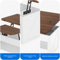 thumbnail image 5 of DEXTRUS Lift Top Coffee Table with Ottoman Bench on Wheels, Farmhouse Storage Center Table, White, 5 of 8