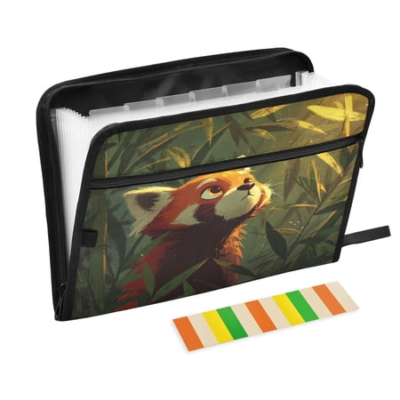 Organ Folder 14.2 x 0.8 x 10.6 Inches 13 Separate Pockets A4 Size Documents Folder A Sort Storage File Manager For The Home Office Red Panda in Bamboo