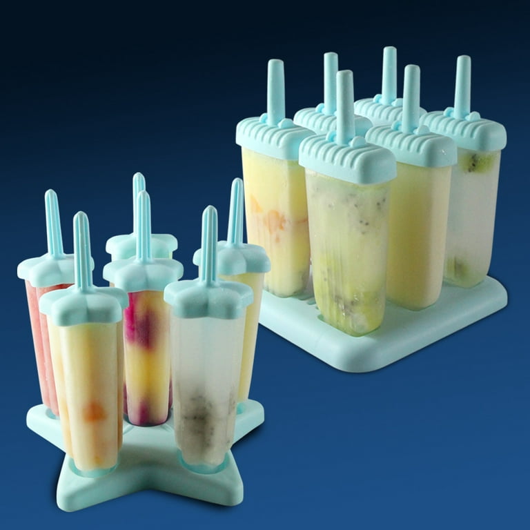 1pc Plastic Ice Cream Mold With 6 Ice Pop Molds & Triangle