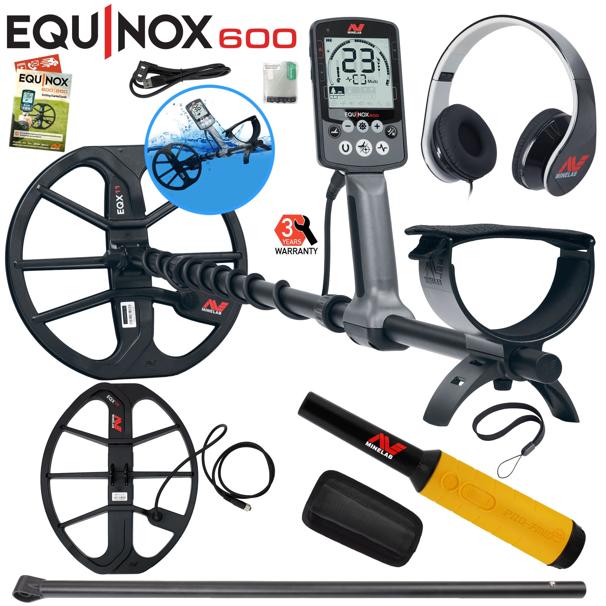 Minelab Equinox 800 Metal Detector with 15" Coil and Pro-Find 35 Pinpointer
