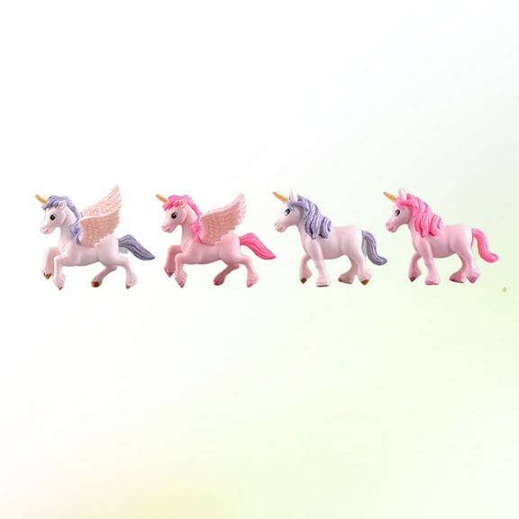 IBASETOY 4pcs Unicorn Cake Decoration Assorted Color for Family Celebrations with Flying Horse