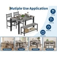 thumbnail image 2 of 47 Inch Farmhouse Dining Table Set for 4, Modern Kitchen Table with Bench and Chairs, Storage Shelf & Sturdy Metal Frame, Space-Saving Design for Apartment and Kitchen, Gray, 2 of 6