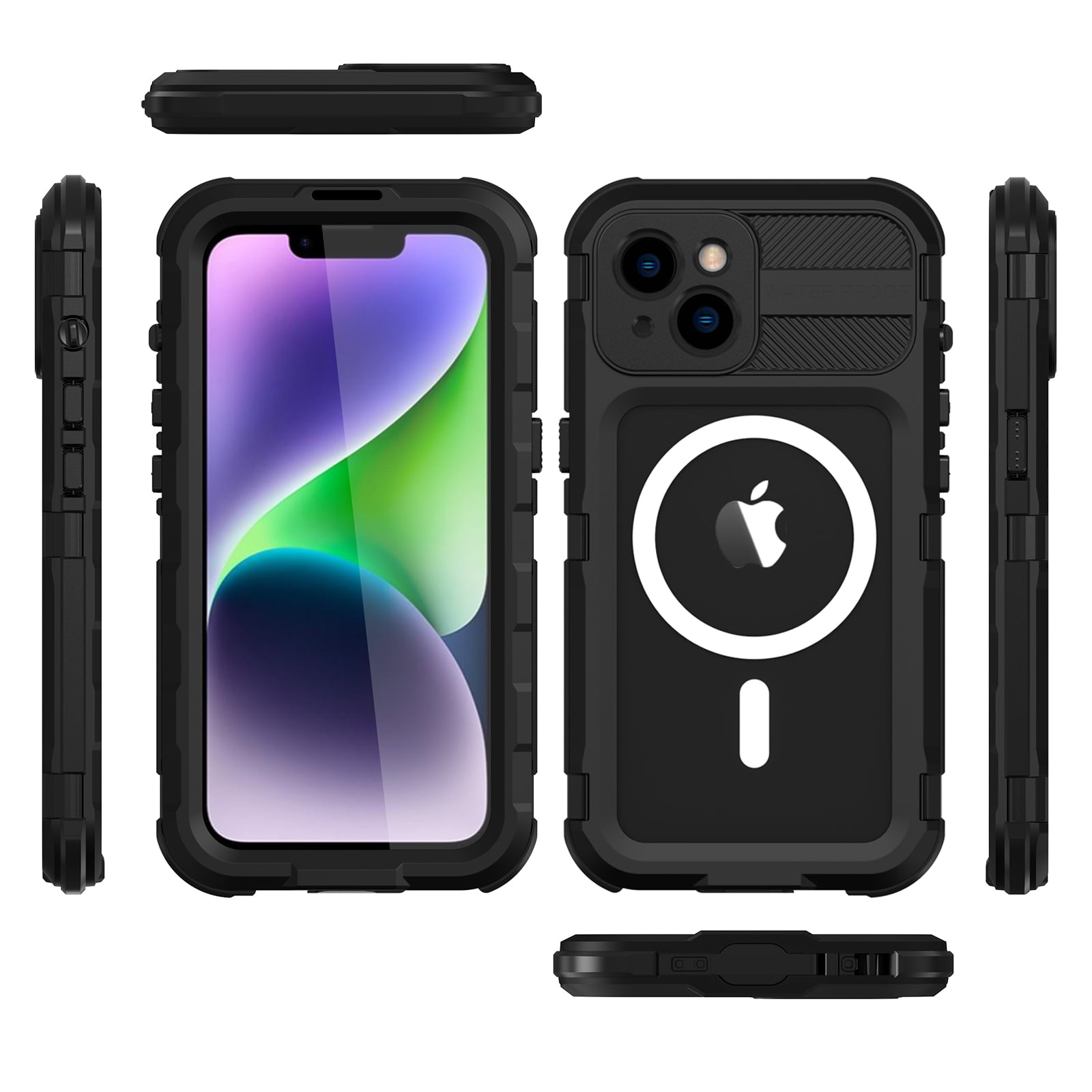 for iPhone 15 Case, IP68 Waterproof Dustproof Shockproof Cases with Built-in Screen Protector, Full Body Sealed Protective Front and Back Cover for iPhone 15, 6.1 inch, Black