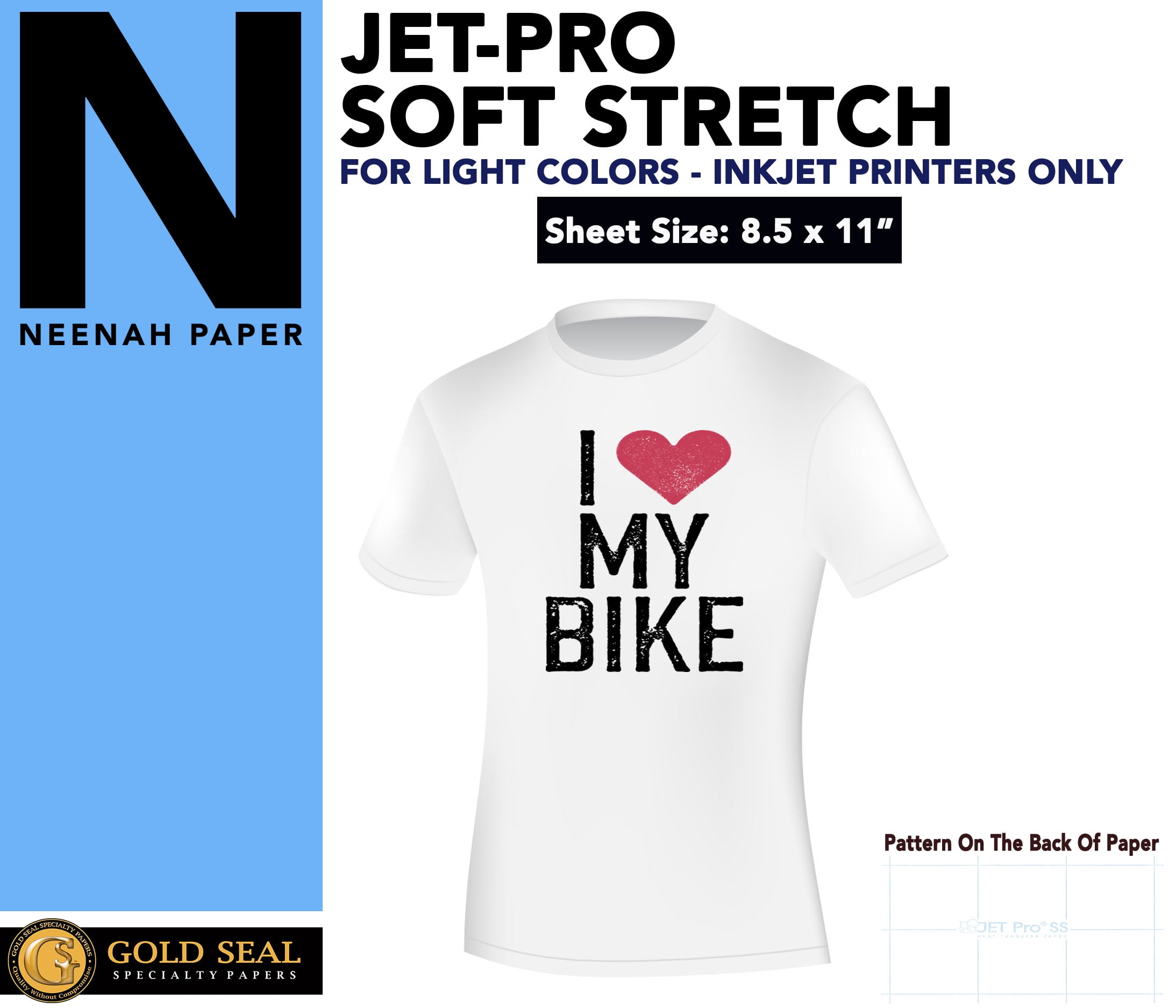Neenah Jet Pro SofStretch Inkjet Heat IronOn Transfer Paper 8.5 x 11 25 Sheets 