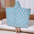 thumbnail image 5 of Blue Cartoon Unicorn Heart Pattern Hooded Bath Towel，50"x30" for Ages 3 To 12 Kids, Quick Dry Lightweight Soft Microfiber Hood Beach Towel Cover Up for Kids, 5 of 7