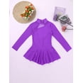 thumbnail image 6 of Moggemol Kids Girls Figure Ice Skating Leotard Dress Mesh Splice Roller Skating Dance Performance Purple 4, 6 of 7