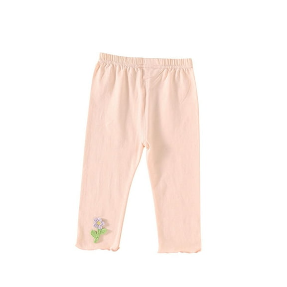 ZACPNCV Girls Capri Pants Kids Summer Preppy Cropped Pants Wide Leg Lightweight Capris Pink 1-2 Years