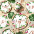 thumbnail image 2 of Ecomore Hawaiian Luau Birthday Party Decoration AFN1Supplies,175 PCS Disposable Dinnerware Set(25 Guest) Paper Plate Cup Napkin Plastic Fork Knives Spoon for Summer Holiday Beach Theme(Rose Gold), 2 of 3