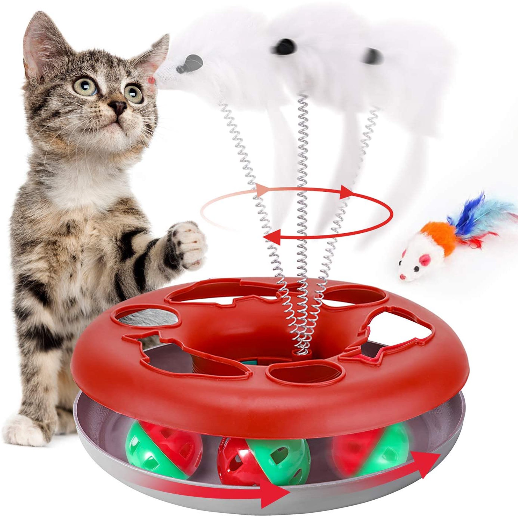 Cat Toys, Interactive Cat Toys for Indoor Cats, Kitten Toys Tracks with  Catnip, Spring Pet Toy with Roller Balls Teaser Mouse (Red) | Walmart Canada