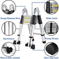 thumbnail image 2 of BOWEITI Échelle Télescopique Multifonctionnelle en Aluminium de 12,5 Pi avec Roues et Plateau à Outils 330 Lb de Capacité, 2 of 9