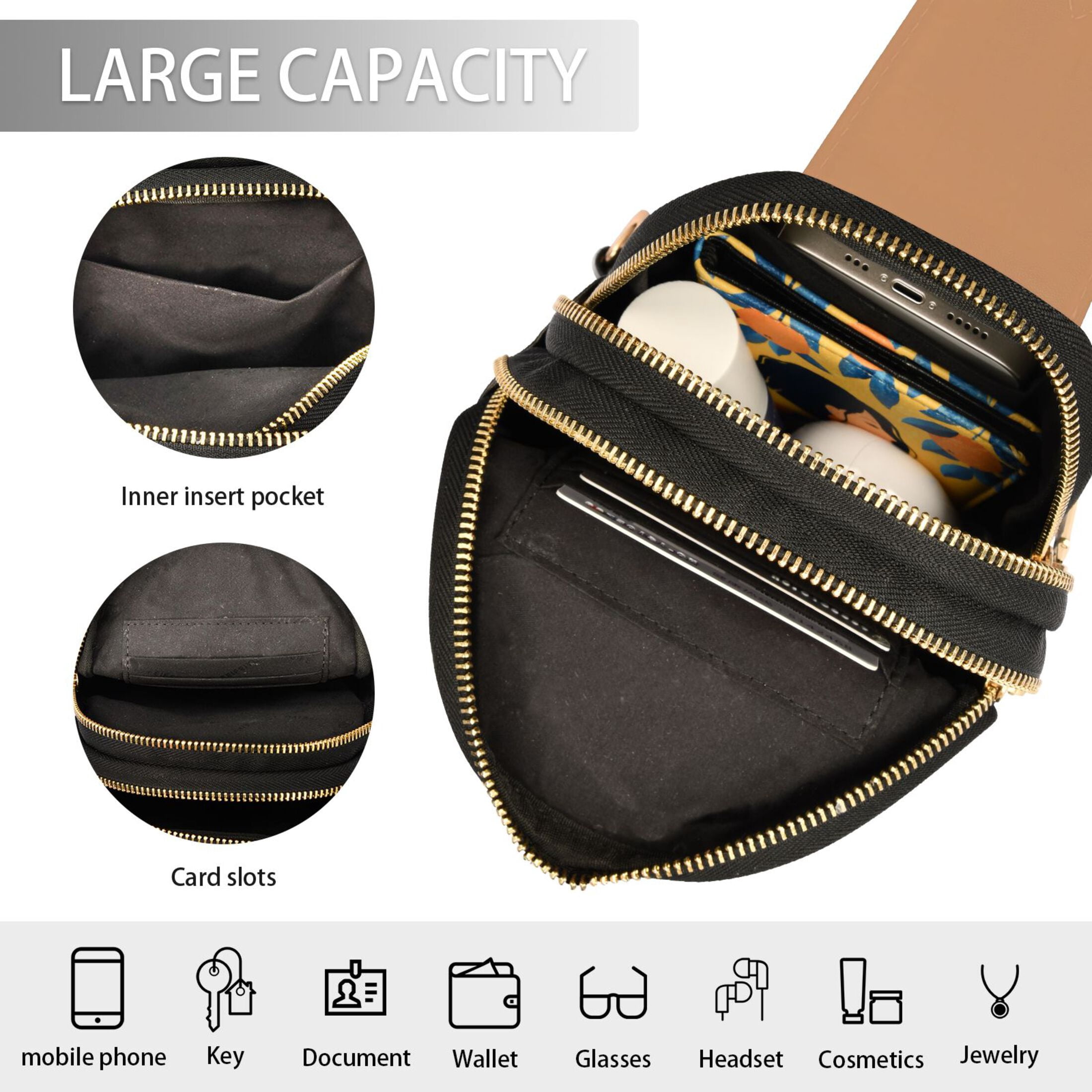 joogoo Light Orange Sling Backpack Crossbody Shoulder Bags Waist Packs Chest Bag