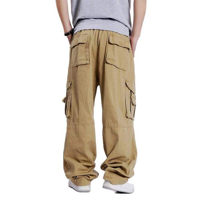 Men Cargo Pants Loose Baggy Long Multi-pockets Hip Hop Carpenter Pants L  Leisure 