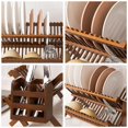 thumbnail image 2 of HBlife Dish Rack,Teak Folding 2-Tier Collapsible Drainer Dish Drying Rack with Utensils Flatware Holder Set, 2 of 8