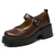 thumbnail image 1 of Zapatos QHH Brown Mary Jane con plataforma y tacón grueso para mujer, 1 of 9