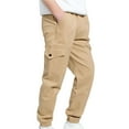 thumbnail image 7 of 2 Pack Boys Cargo Pants Elastic Waist Casual School Uniform Trousers Outdoor Sports Athletic Hiking Pants with Pockets Boys Chino Pants Khaki 12Y, 7 of 7
