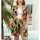 thumbnail image 1 of Conjunto de 2 piezas de verano para mujer, conjunto informal con estampado Tropical, longitud media, prendas de vestir con frente abierto y pantalones de cintura elástica para vacaciones, 1 of 8