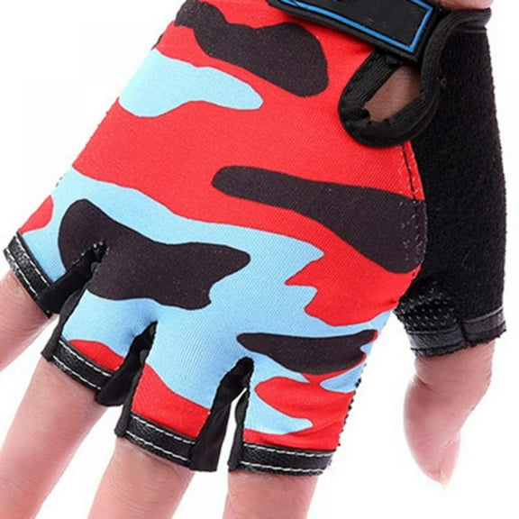Children Cycling Fingerless Gloves Breathable Half Finger Non-Slip Shock-Absorbing Kids Bike Riding Gloves Outdoor Sports Gloves for Fishing Bicycle Roller Skating Hunting Climbing for Girls Boys