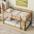 thumbnail image 3 of Harper & Bright Designs Solid Wooden Bunk Bed Twin over Twin with Ladder, Twin Floor Bunk Bed Frame for Bedroom, Natural, 3 of 10