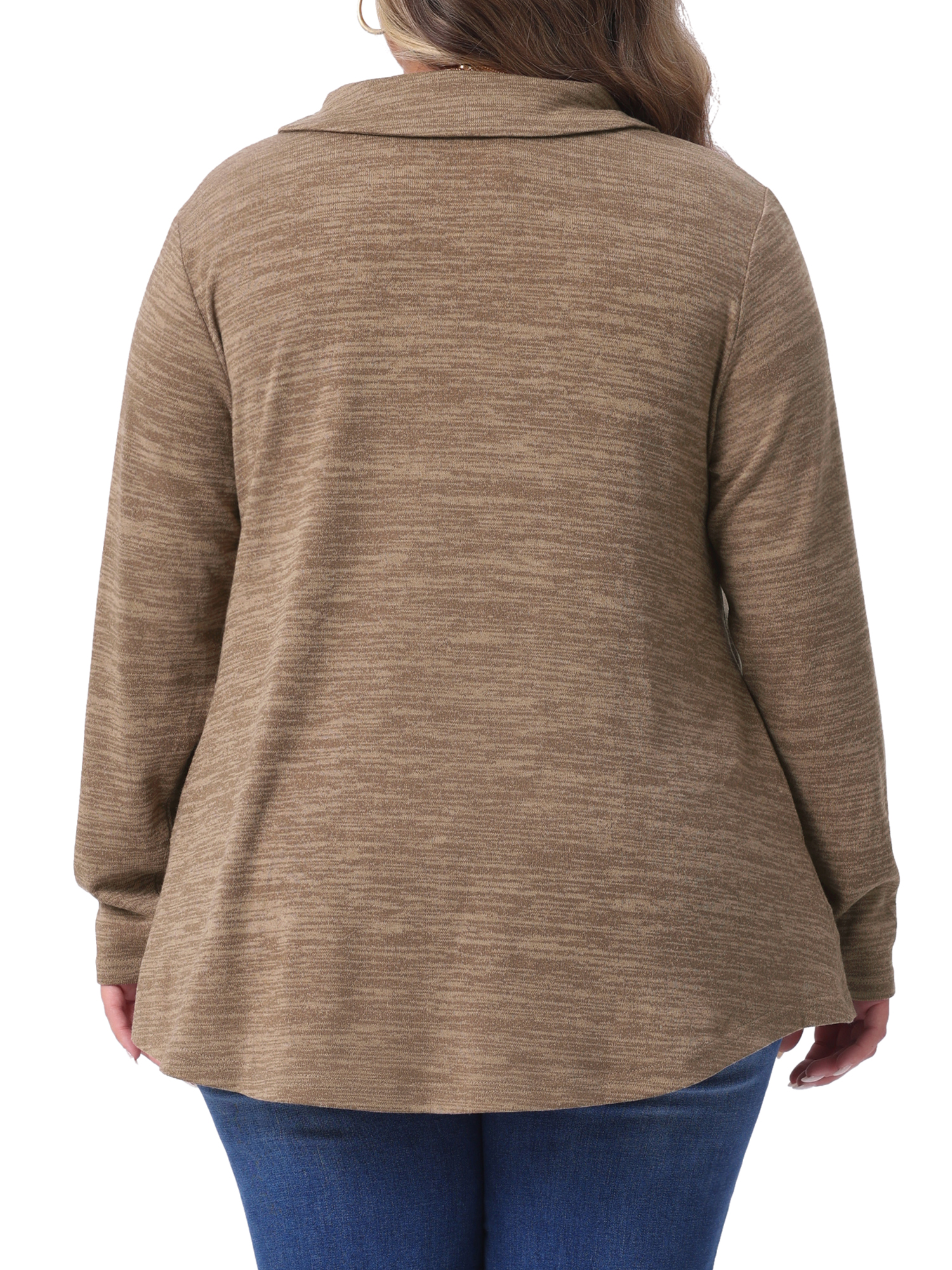DARING DIVA Women's Plus Blouse Cowl Neck Casual Tunic Tops with Pockets 3X Brown