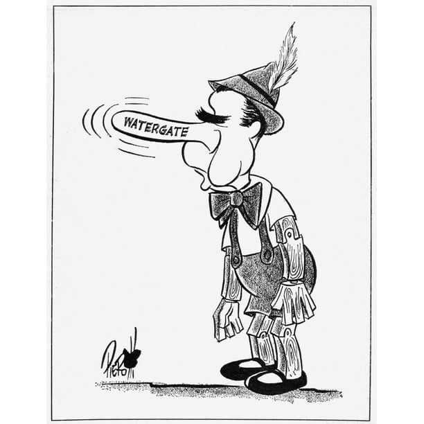 Watergate Scandal 1973 Npresident Richard Nixon Caricatured As