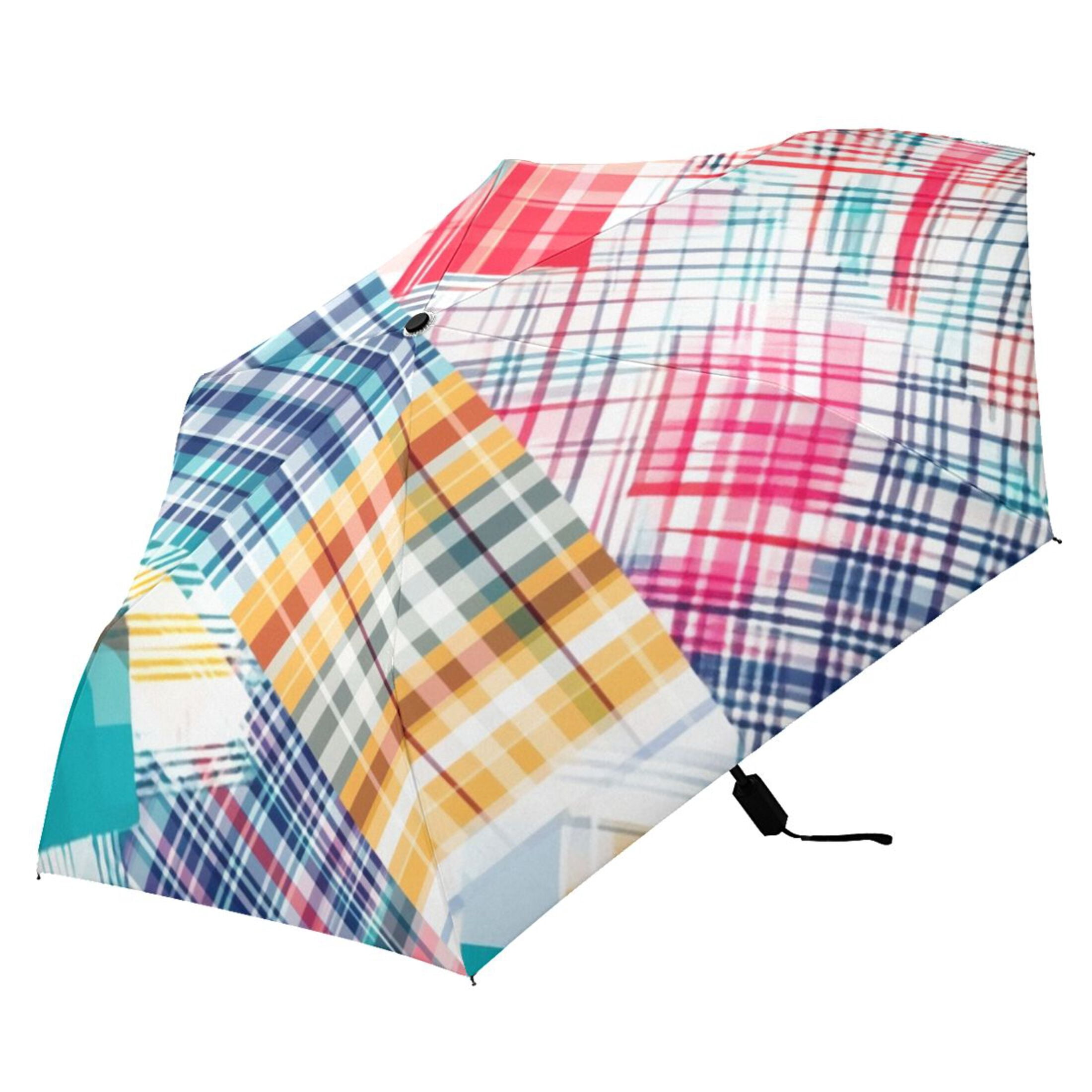 ALAZA Checkered Grid Pattern-a1 UPF 50+ Compact Folding Umbrella for Rain Travel Umbrella Packable