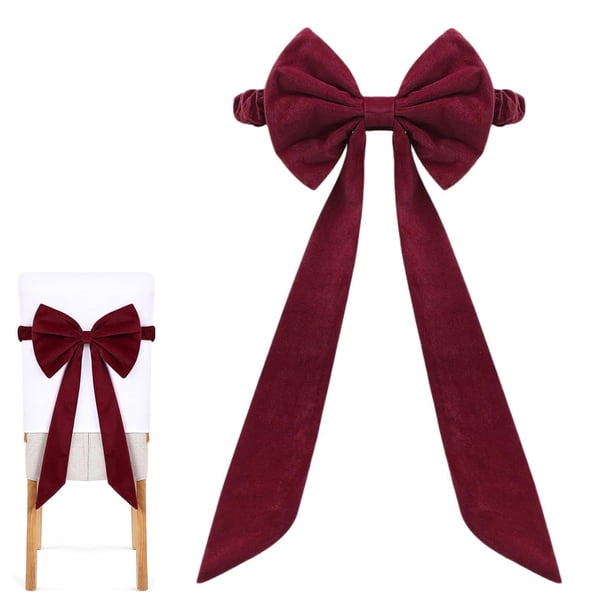 Advancent Lazos de poliéster para sillas, ideales para la celebración navideña. Bandas de terciopelo burdeos. Suave terciopelo rojo vino. Kits de decoración para fiestas