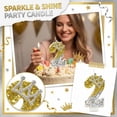 thumbnail image 2 of Goleeg Gold Number 2 Candle with Crystal Decorations, Glitter Silver Edge Cake Topper, Decorative Number Candle for Cake Celebration, 2 of 6