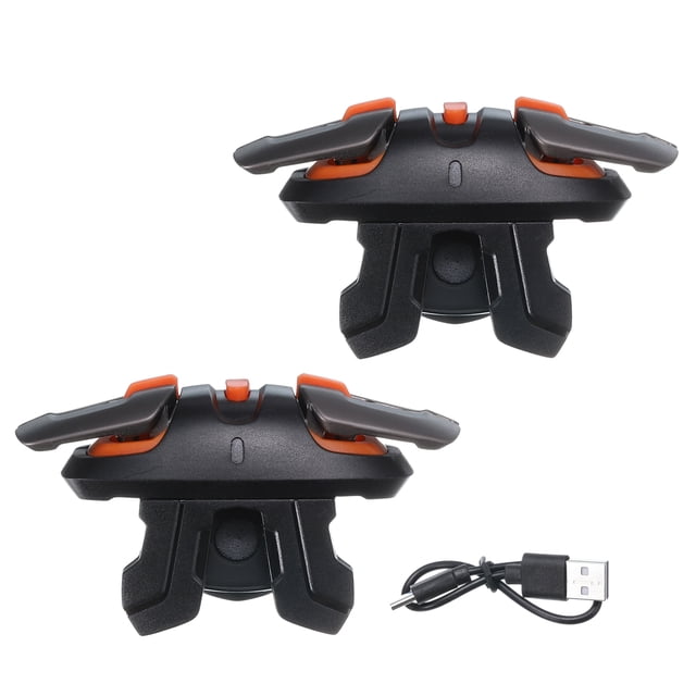 Unique Bargains Gaming Trigger Mobile Game Controller 1 Pair G6 Six-Finger Linkage Button Burst Shooter Black