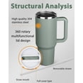thumbnail image 2 of 2.0 40oz Handle Cup 304 Stainless Steel Straw Insulation and Cold Insulation Car Cup, 2 of 4