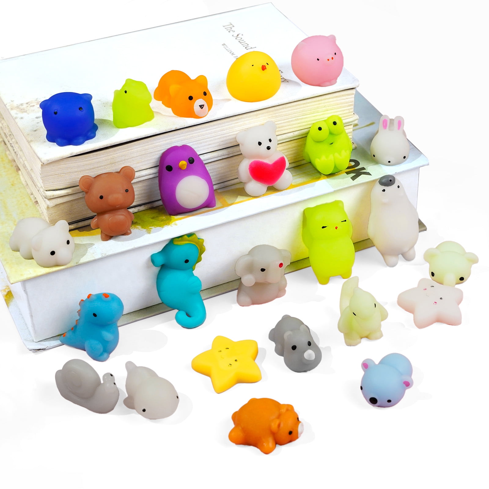 sqlhrke mochi squishy toys animals kawaii mini squishies 100 pack, fidget  toys bulk for adhd kids adults stress relief,sensory toys b