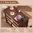 thumbnail image 3 of Leyaoyao Boho Accent Nightstand Set of 2 with Charging Station, 30" Tall Rattan 2-Drawer Bedside Table, Wood End Table for Bedroom, Walnut, 3 of 9