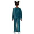 thumbnail image 3 of Wonder Nation Girls Long Sleeve Velour Pullover and Flare Pants Outfit, 2-Piece Set, Sizes 4-18 & Plus, 3 of 5