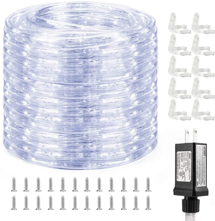 LED Rope Lights Low Voltage Daylight White Waterproof Connectable Clear Tube 