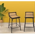 thumbnail image 4 of ZXNYH Bar Stools Set of 2, Rattan Bar Stool,  Metal Bar Stools for Kitchen Counter Mid Century Modern Chair Boho Wicker  24 inch, 4 of 6
