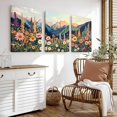 thumbnail image 2 of Framed Mountain Wildflower Wall Art Set of 3 Colorful Floral Landscape Canvas Prints with Daisy and Sunset Boho Botanical Nature Wall Decor for Living Room Bedroom Rustic Farmhouse12x16in, 2 of 7