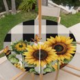 thumbnail image 3 of Sunflower Checkered Round Outdoor Tablecloth with Umbrella Hole Zipper, Black Buffalo Plaid Pastoral Flowers Elastic Fitted Table Cover, Waterproof Table Cloth for Patio Picnic Party Fits 36"-44", 3 of 9