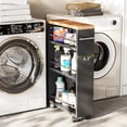 thumbnail image 6 of Tribesigns 4 Tier Slim Storage Cart with Wheels, Rolling Kitchen Cart Utility Cart with Storage Shelf, Black, 6 of 17