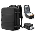 thumbnail image 1 of Mochila de viaje coowoz grande impermeable para mujeres y hombres, color negro, 1 of 6