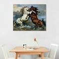 thumbnail image 2 of PIKWEEK Horse Wall Art Canvas Painting Wall Art Fighting Horses Famous Artwork Posters Romanticism Vintage Prints Wall Decor 16*12inch/20*16inch, 2 of 6