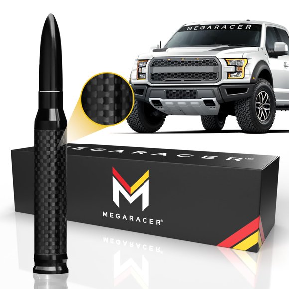 Carbon Fiber 50 Cal Bullet Antenna for Truck | Ford F150 RAM Silverado 1500 GMC Sierra Jeep Wrangler Tundra & More | Bullet Truck Antenna | Antena para Carro |
